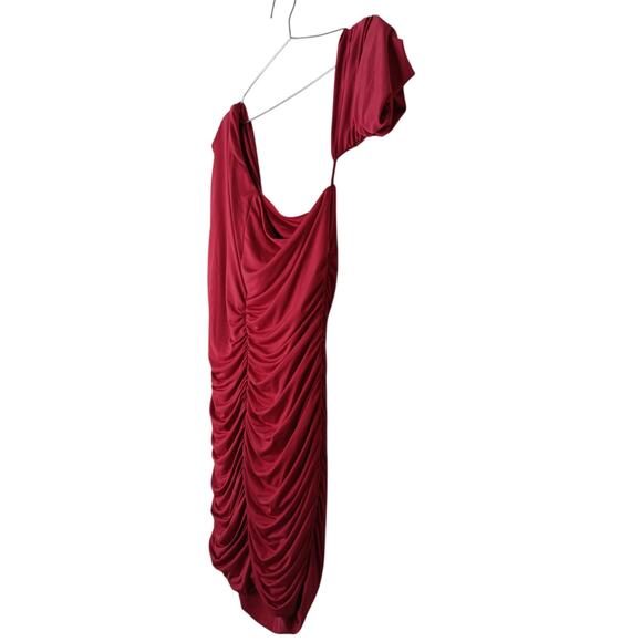 New Aqua Formal Red Ruched One Shoulder Draped Dress Women’s XL Cocktail Evening - Picture 9 of 12